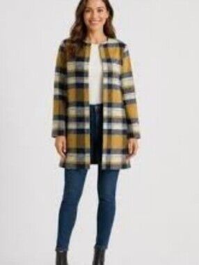 Cynthia Rowley Checker Plaid Open Shacket Size L